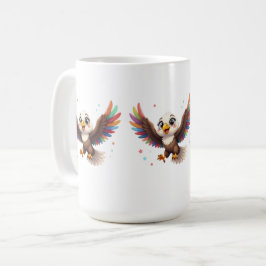 Taza De Café Cute Cartoon Eagle Flying – Friendly Vector Art