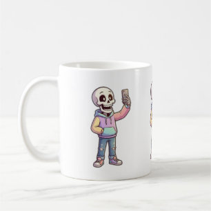 Taza De Café Cute Cartoon Esqueleto Selfie - Tendencia de Cuerp