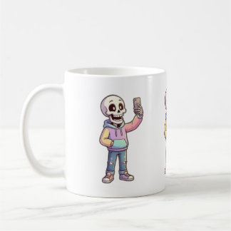 Taza De Café Cute Cartoon Esqueleto Selfie - Tendencia de Cuerp