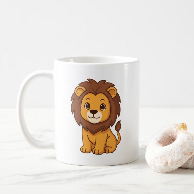 Taza De Café Cute Cartoon Lion (Con donut)