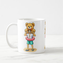 Taza De Café Cute Cartoon Man with Giant Teddy Bear Summer Fun