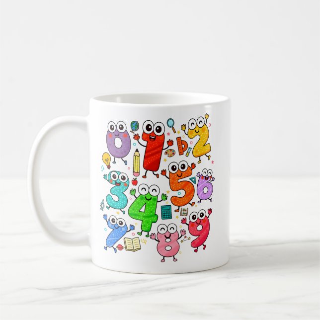 Taza De Café Cute Cartoon Numbers Maths Mug for Kids (Izquierda)