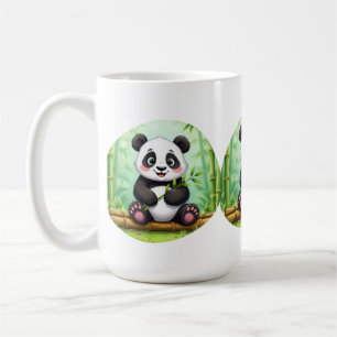 Taza De Café Cute Cartoon Panda en Parche de Bambú