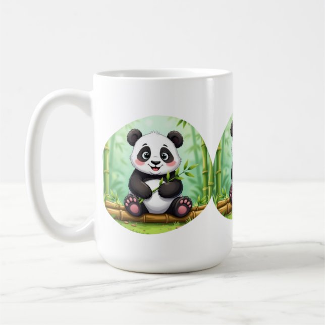 Taza De Café Cute Cartoon Panda on Bamboo Patch (Izquierda)