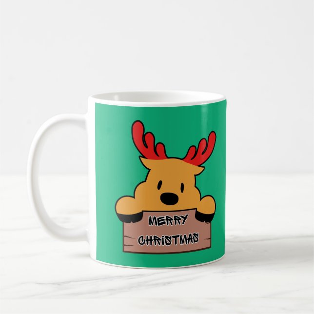 Taza De Café Cute Cartoon Reno de Navidad  (Izquierda)