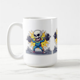 Taza De Café “Cute Cartoon Skeleton Weightlifter • Funny Gym Ba