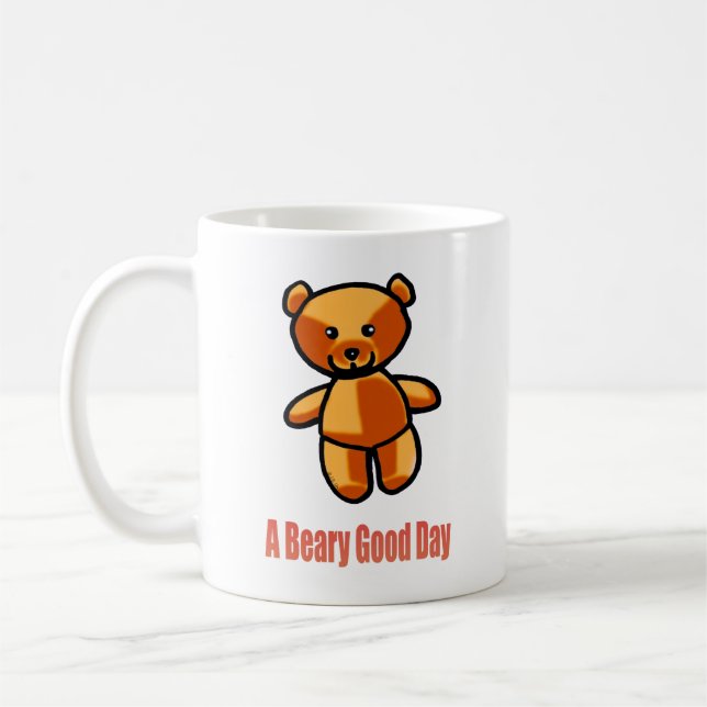 Taza De Café Cute Cartoon Teddy Bear Pun Illustration (Izquierda)