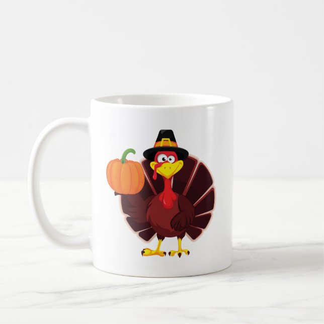 Taza De Café Cute Cartoon Turkey Thanksgiving Art (Izquierda)