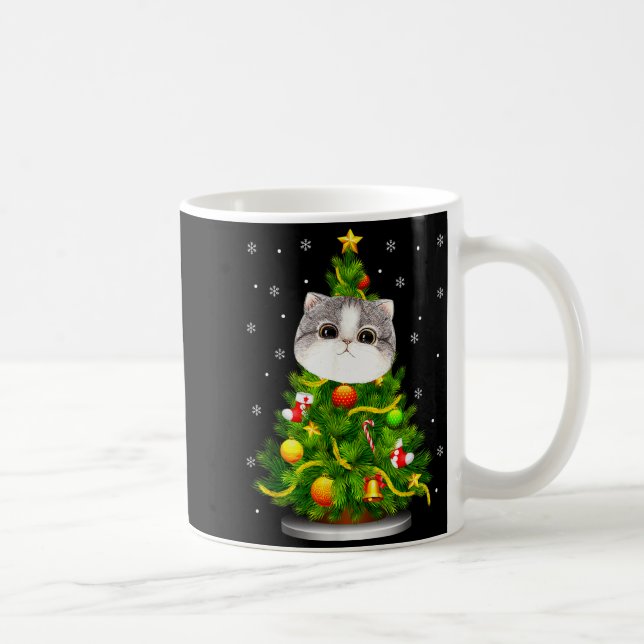 Taza De Café Cute Cat Christmas Tree Holiday Cat Lovers Xmas Wo (Derecha)
