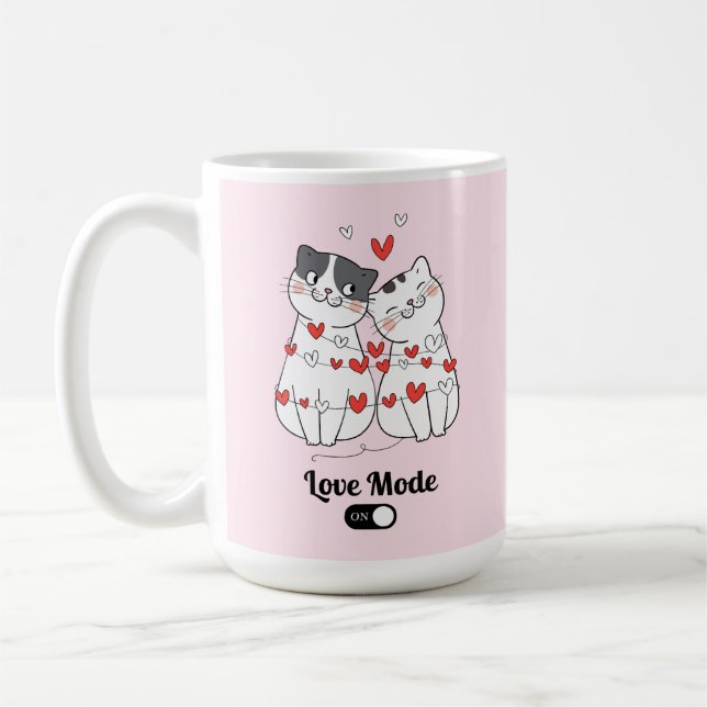 Taza De Café Cute Cat Couple Valentine Illustration (Izquierda)