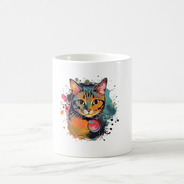 Taza De Café cute cat design  (Centro)