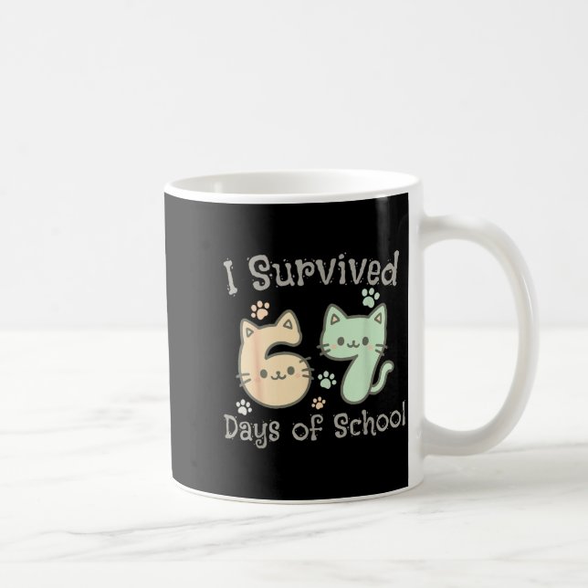 Taza De Café Cute Cat I Survived 67 Days Of School Teachers Stu (Derecha)