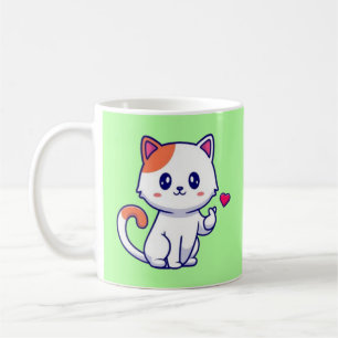 Taza De Café Cute Cat in Love Rótulo Hand-57577