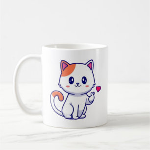 Taza De Café Cute Cat in Love Rótulo Hand-57577