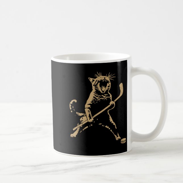 Taza De Café Cute Cat Playing Ice Hockey Lover Player Funny  (Derecha)
