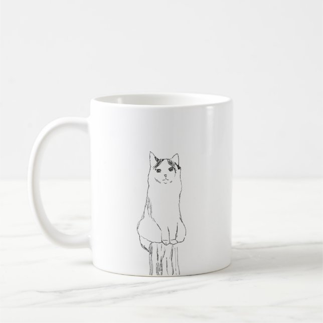 Taza De Café Cute Cat Sketch Moderno (Izquierda)