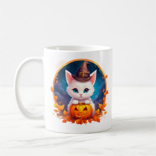 Taza De Café Cute Cat Witch Pumpkin