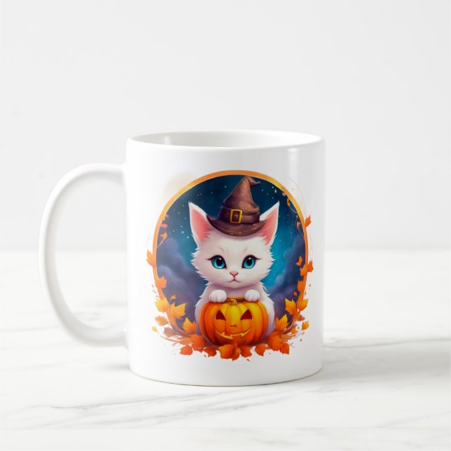 Taza De Café Cute Cat Witch Pumpkin (Izquierda)