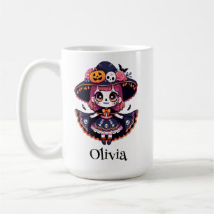 Taza De Café Cute catrina girl halloween personalized