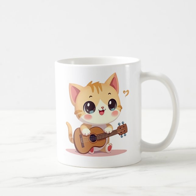 Taza De Café Cute Cat's Ukulele Moment (Derecha)
