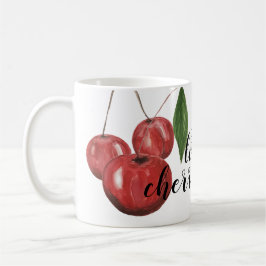 Taza De Café Cute Cherries Acuarela Monogramado pintado a mano