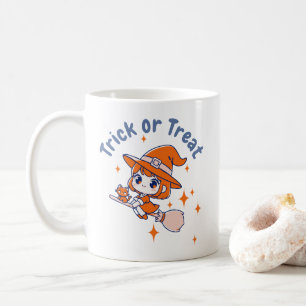 Taza De Café Cute Chibi Bruja "Truco o trato" Halloween