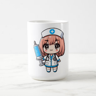 Taza De Café Cute Chibi Enfermera - cuidado de la salud, anime,