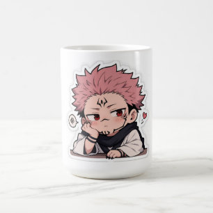Taza De Café Cute Chibi Pouty King Sticker - Kawaii Pelo Rosa