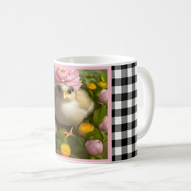 Taza De Café Cute chicks y flores primavera (Anverso derecho)