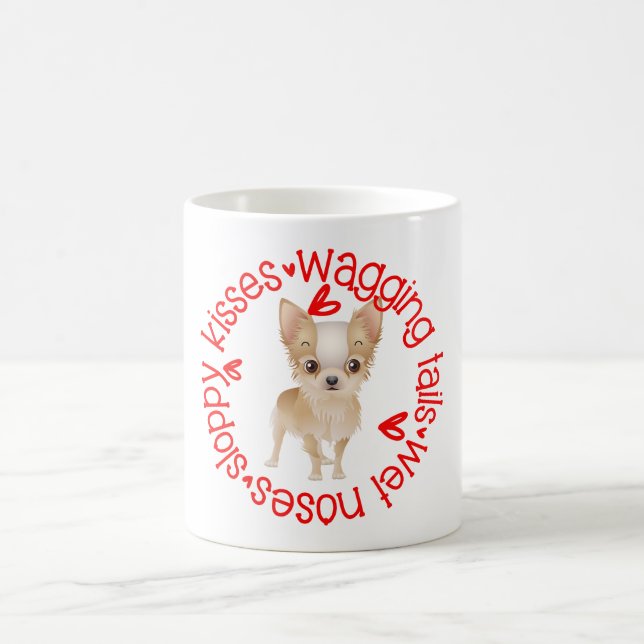 Taza De Café Cute Chihuahua, besos descuidados (Centro)