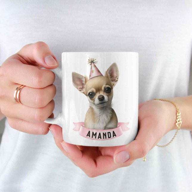 Taza De Café Cute Chihuahua Girly Pink Birday con nombre dulce (Subido por el creador)