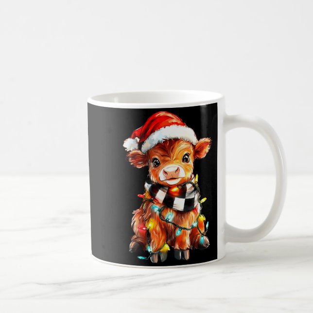 Taza De Café Cute Christmas Baby Highland Cow F Thanksgiving  (Derecha)
