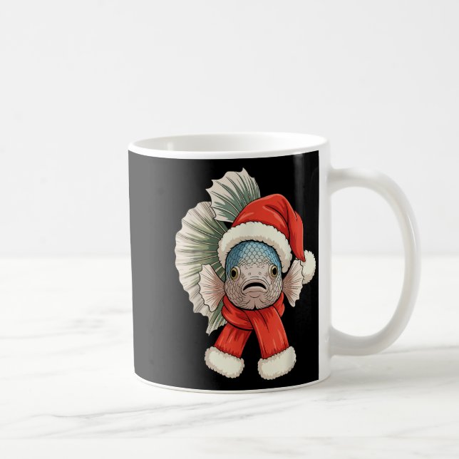 Taza De Café Cute Christmas Betta Fish Santa  (Derecha)