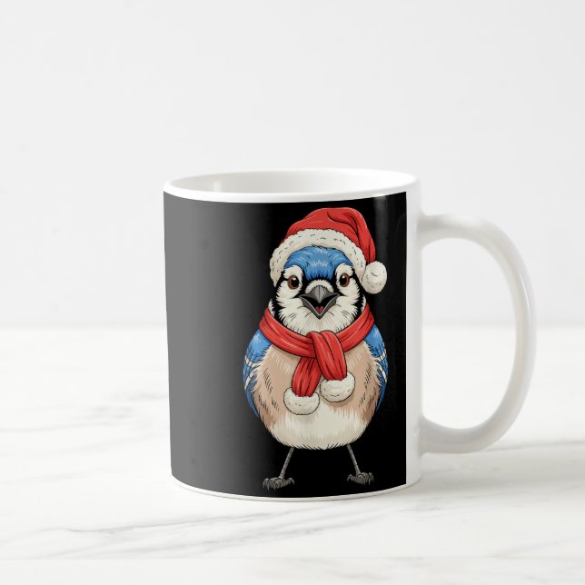 Taza De Café Cute Christmas Blue Jay Santa Bird Watching  (Derecha)