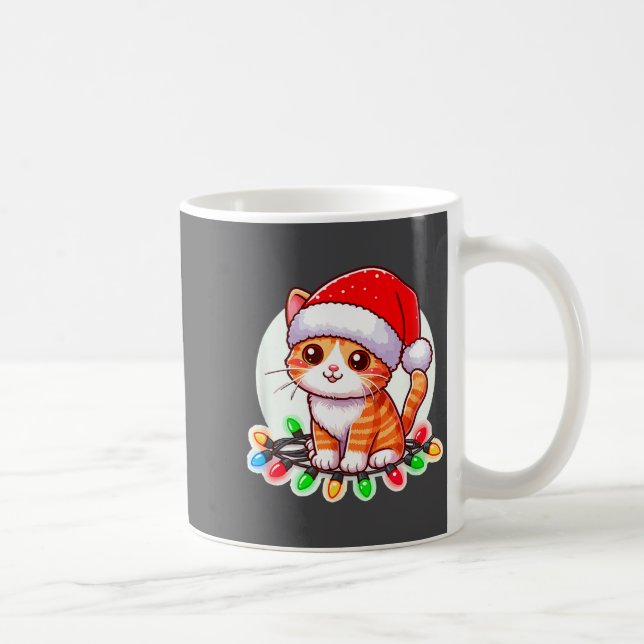 Taza De Café Cute Christmas Cat In Santa Hat  (Derecha)