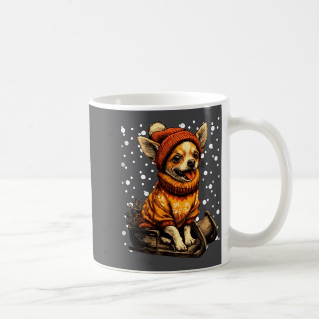 Taza De Café Cute Christmas Chihuahua Sledding In Snow Funny Wi (Derecha)