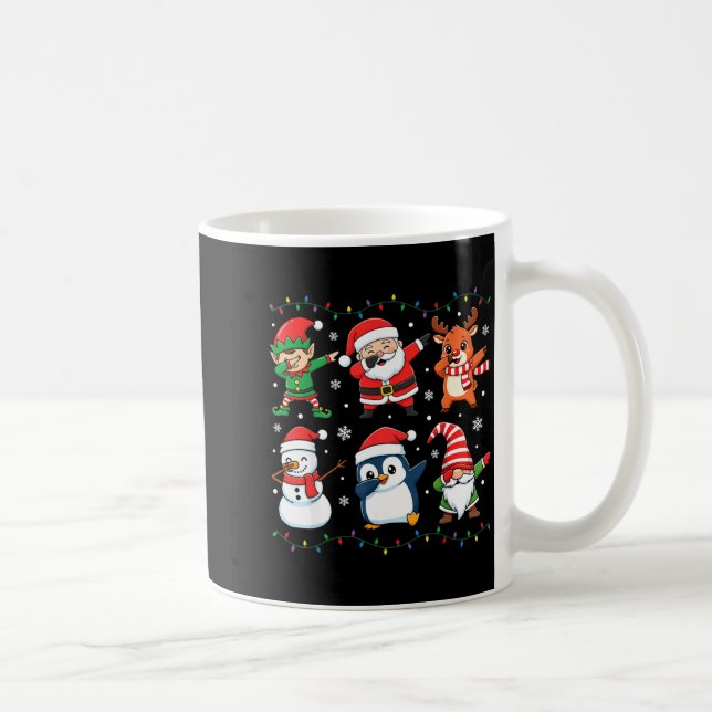 Taza De Café Cute Christmas Dabbing Santa Elf Reindeer Boys Gir (Derecha)