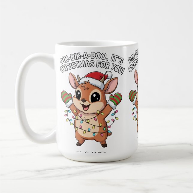 Taza De Café Cute Christmas Dik-Dik – Festive Holiday Lights &  (Izquierda)