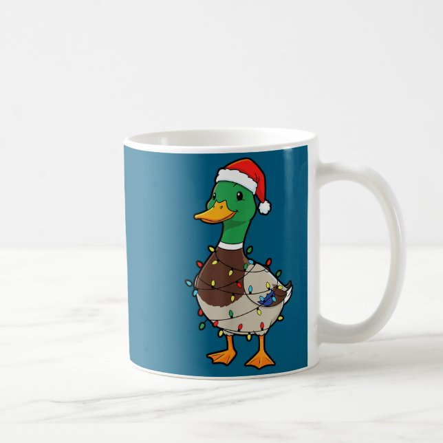 Taza De Café Cute Christmas Duck Mallard With Xmas Lights  (Derecha)