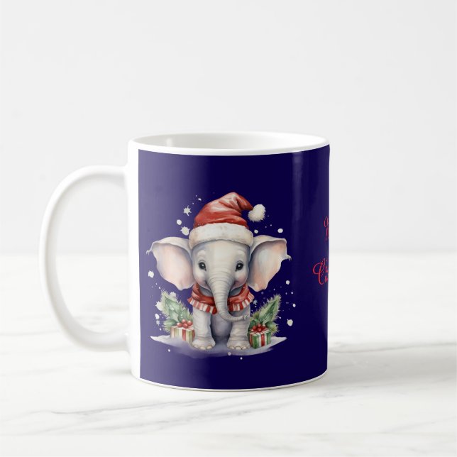Taza De Café Cute Christmas Elephant (Izquierda)
