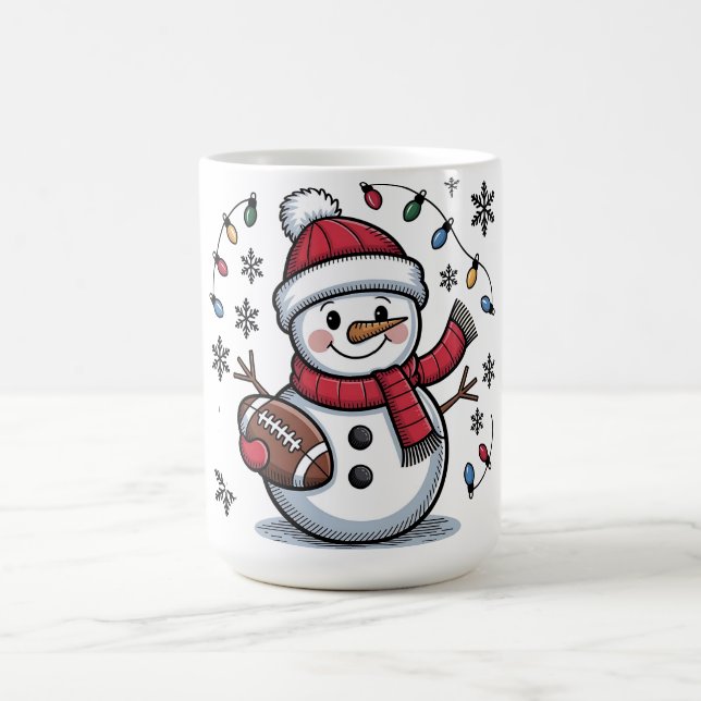 Taza De Café Cute Christmas Football Snowman Holiday Illustrati (Centro)