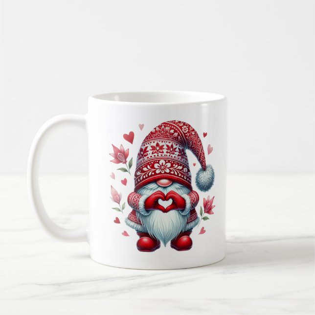 Taza De Café Cute Christmas Gnome Festive Holiday Aesthetic Art (Izquierda)