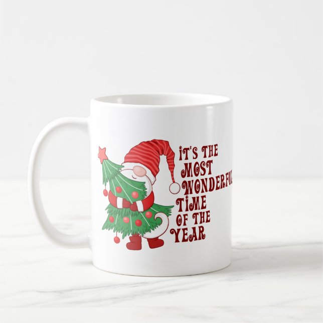 Taza De Café Cute Christmas Gnome Hugging Tree (Izquierda)