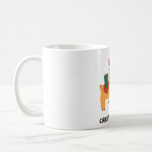 Taza De Café Cute Christmas Llama Illustration – Festive Holida (Izquierda)