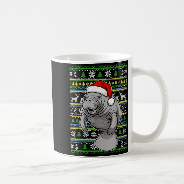 Taza De Café Cute Christmas Manatee Shirt, Manatee Ugly Xmas Sw (Derecha)