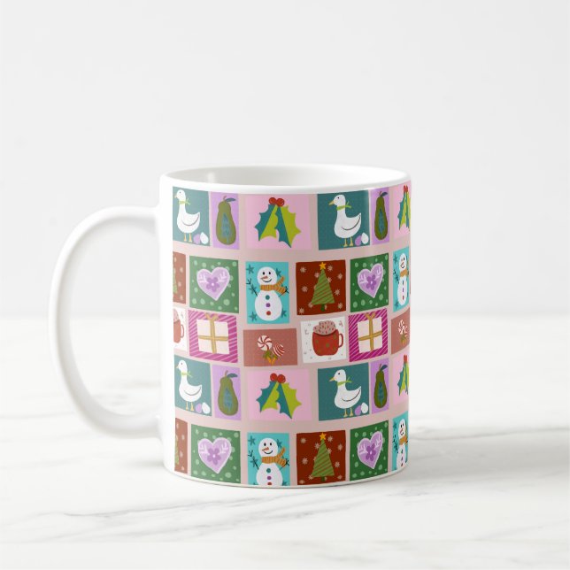Taza De Café Cute Christmas Patchwork Pattern (Izquierda)
