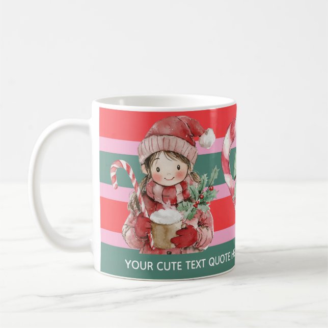 Taza De Café Cute Christmas Peppermint Girl (Izquierda)