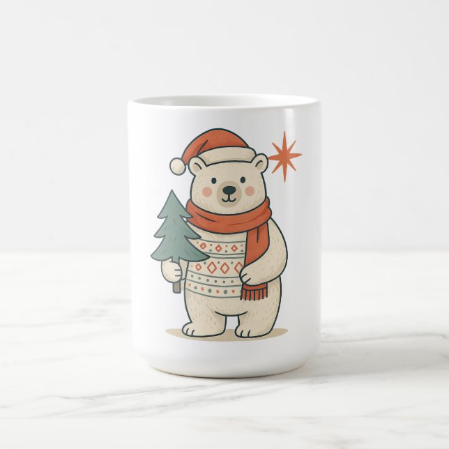 Taza De Café Cute Christmas Polar Bear Scandinavian Winter  (Centro)