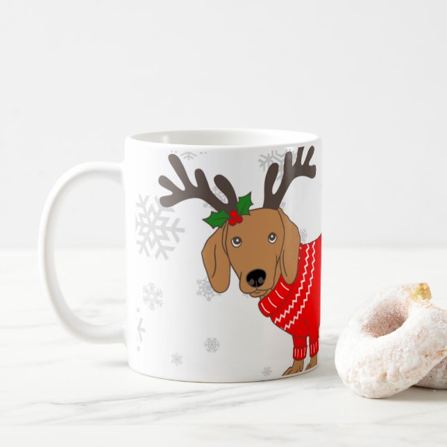 Taza De Café Cute Christmas Pup (Con donut)