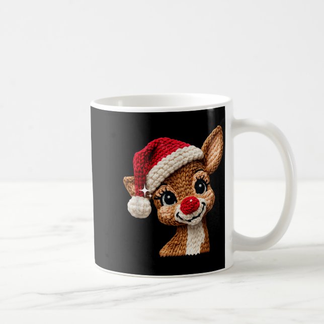 Taza De Café Cute Christmas Reindeer Crocheting Funny Gift Men, (Derecha)